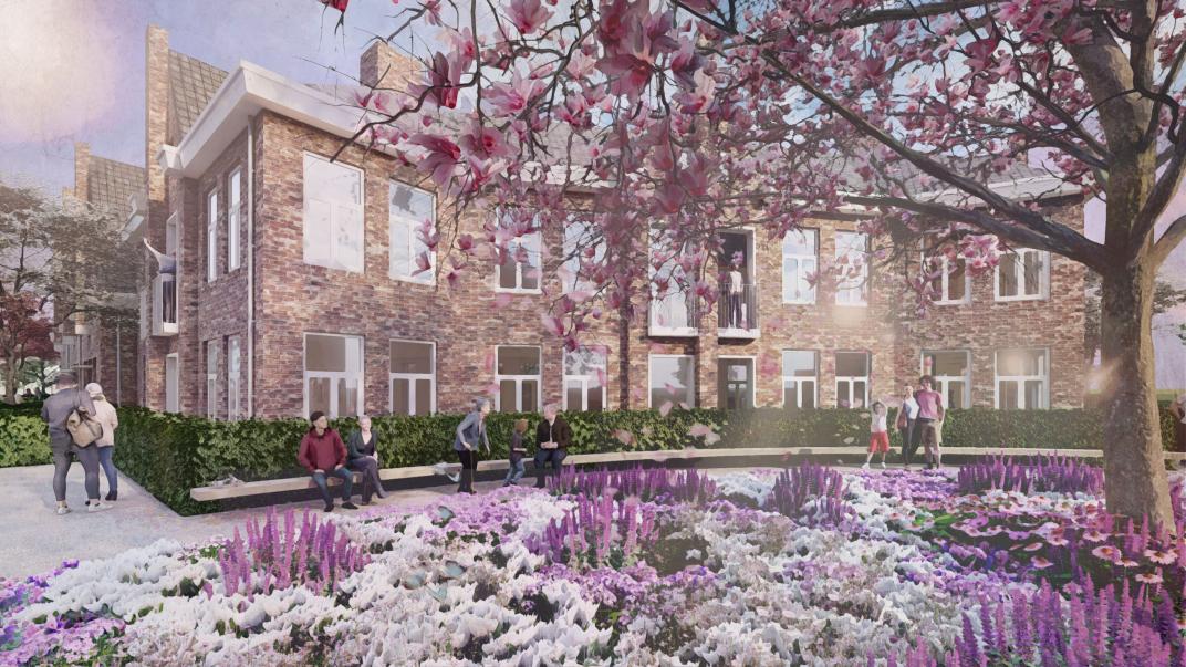 Een markante plek voor het dorp voorzien van mooie beplanting. De 9 diverse appartementen en maisonnettes hebben een prachtig uitzicht op de groene omgeving.