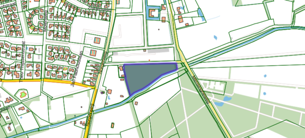 Kaart van ligging perceel grasland Windgat te Roden